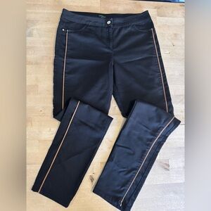 Tricotto Black Skinny Pants with Brown Trim